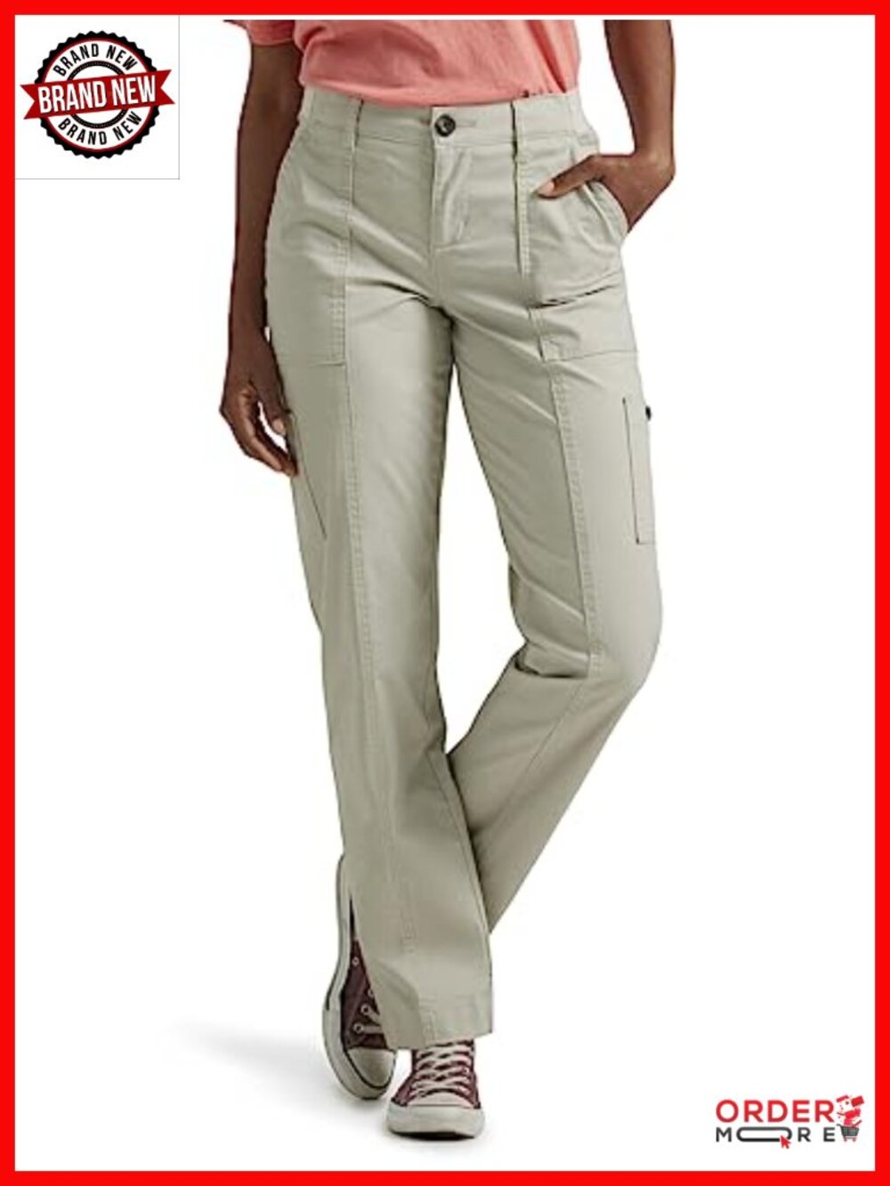 Petite Casual Utility Pants with Flex-to-Go Waistband Cotton Stretch 26" Inseam